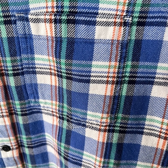 Madewell Flannel Plaid Shirt Medium Blue Cream Green Button Up Shirt Size Medium - Picture 3 of 6